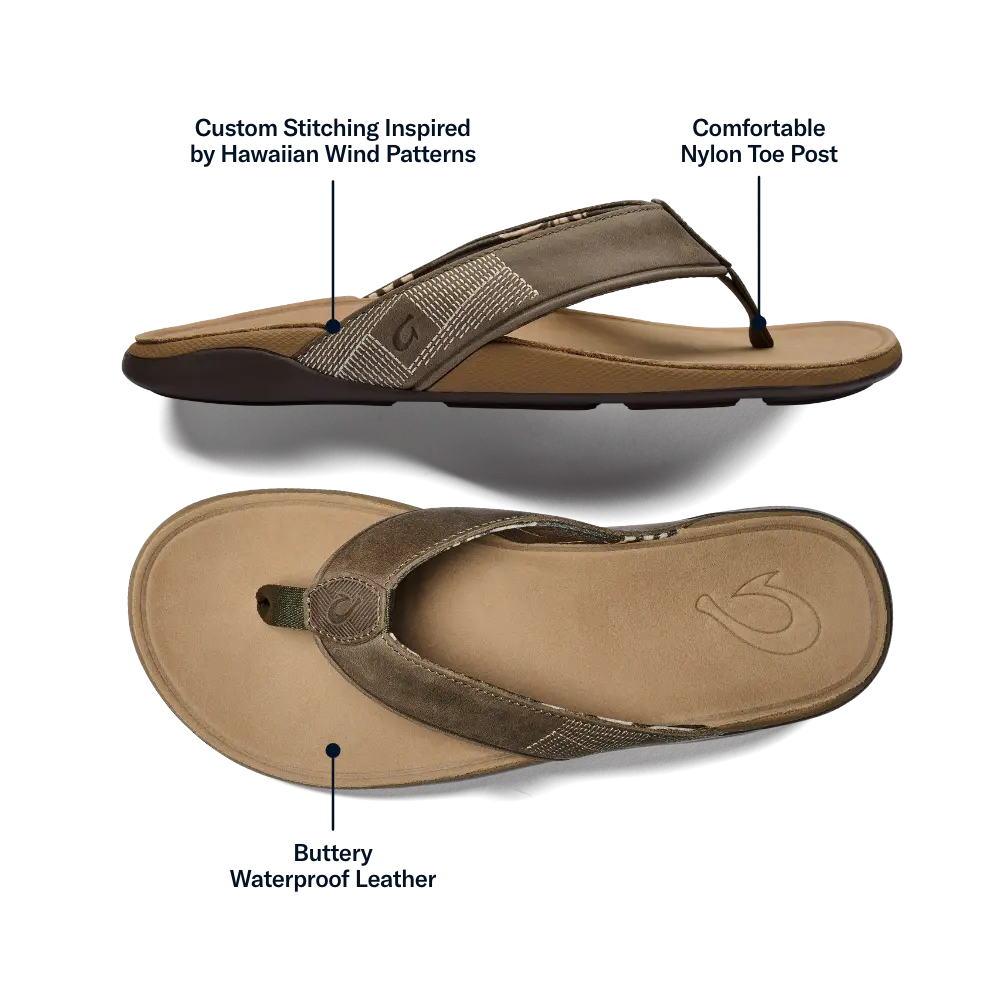 Tuahine Men's Waterproof Leather Beach Sandals - Hunter - Image 4
