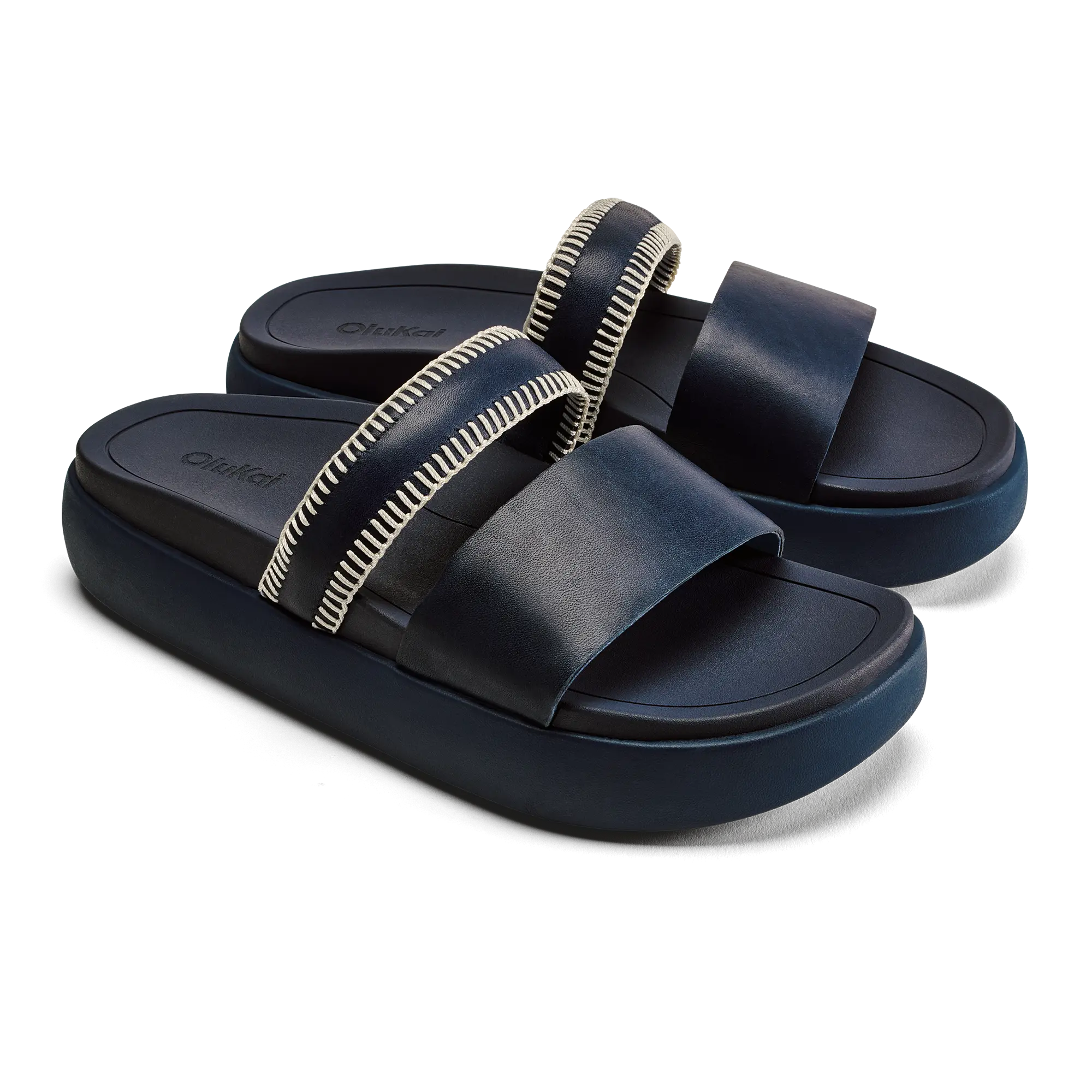 Pae Women's Leather Platform Sandals - Mood Indigo - Image 3