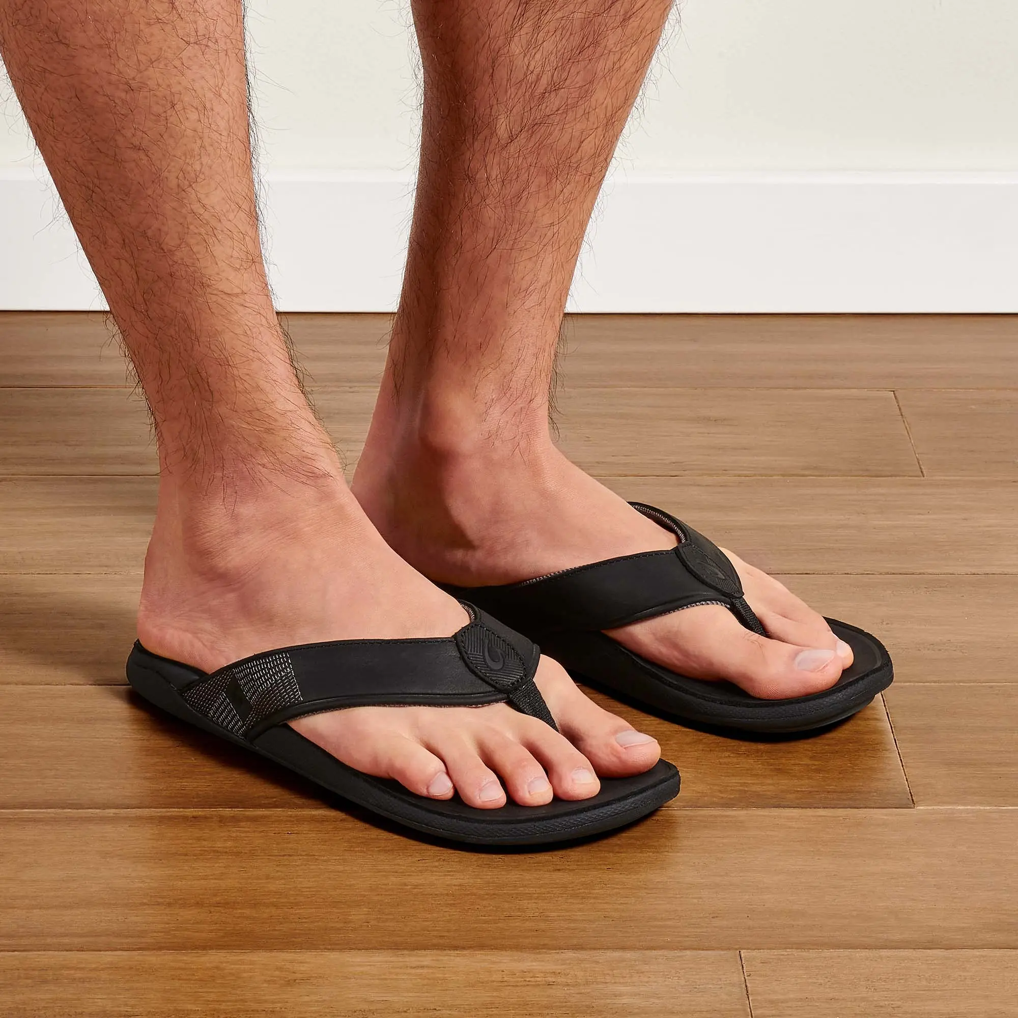 Tuahine Men's Waterproof Leather Beach Sandals - Black - Image 2
