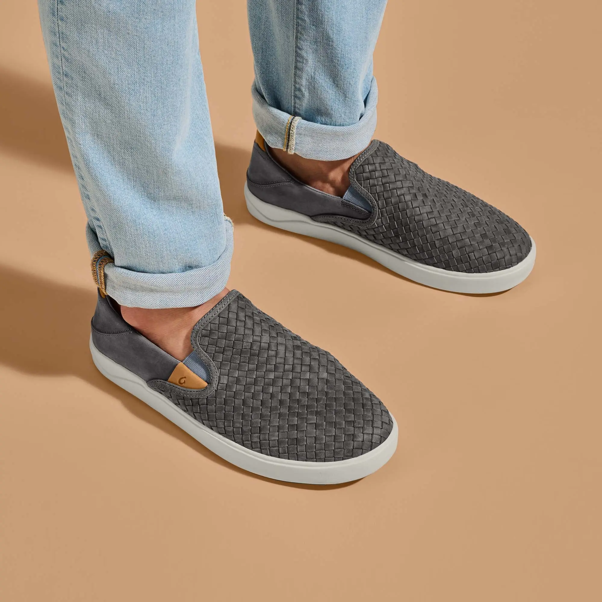 Lae'ahi Lauhala Men's Leather Slip-On Sneakers - Ash - Image 2