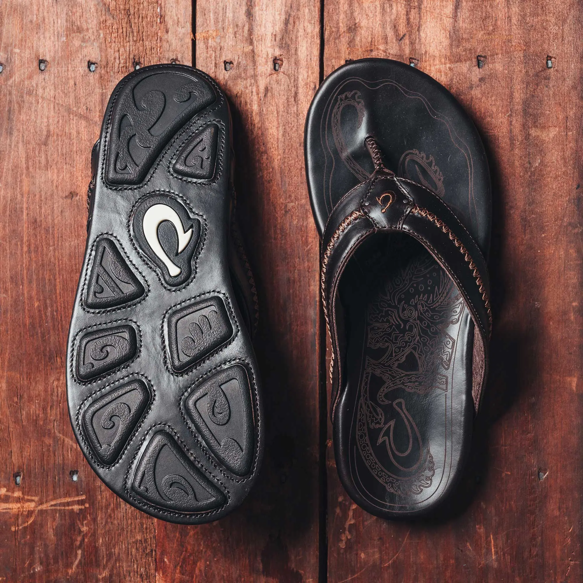 Mea Ola Men's Leather Beach Sandals - Dark Java - Image 9
