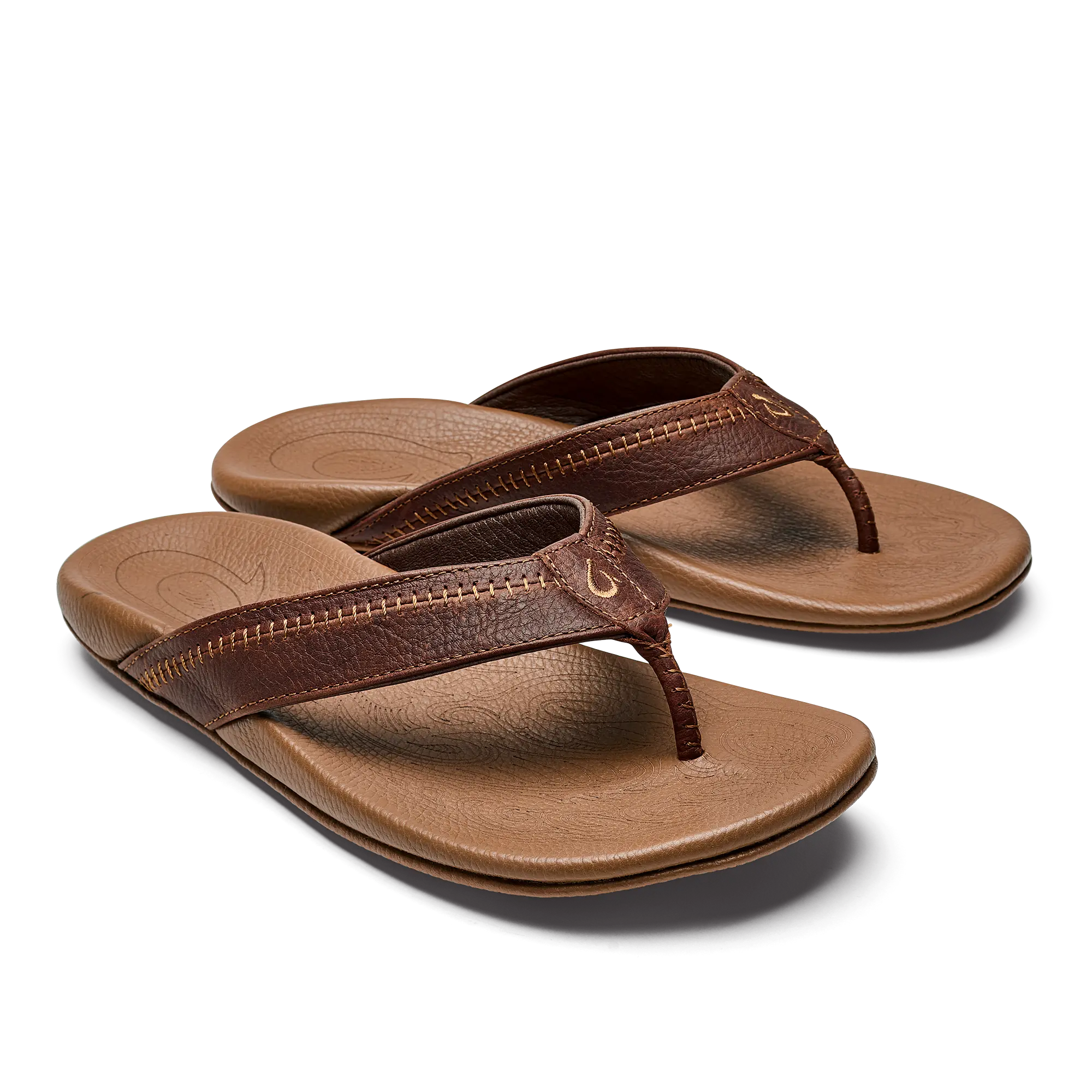 Hiapo -Dark Java / Toffee Men's Leather Beach Sandals - Image 2
