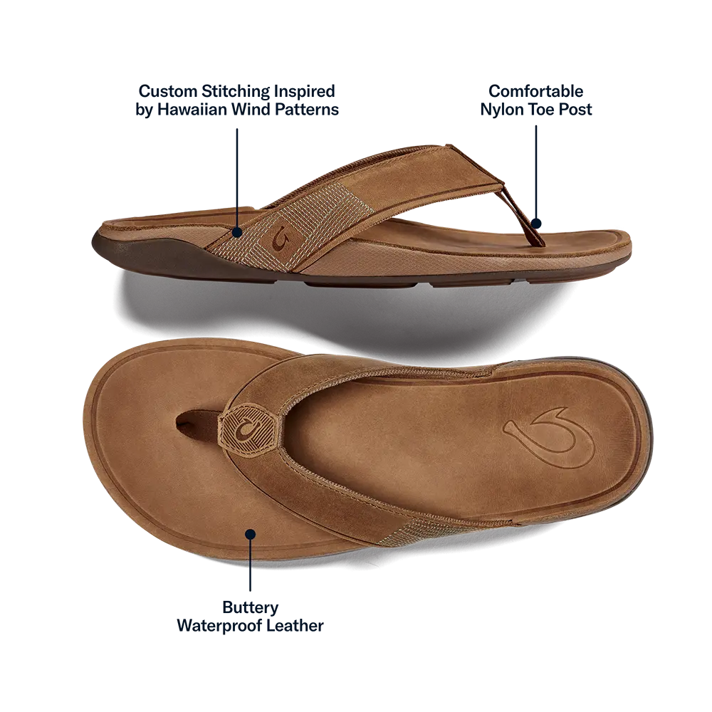 Tuahine Men's Waterproof Leather Beach Sandals - Toffee - Image 4