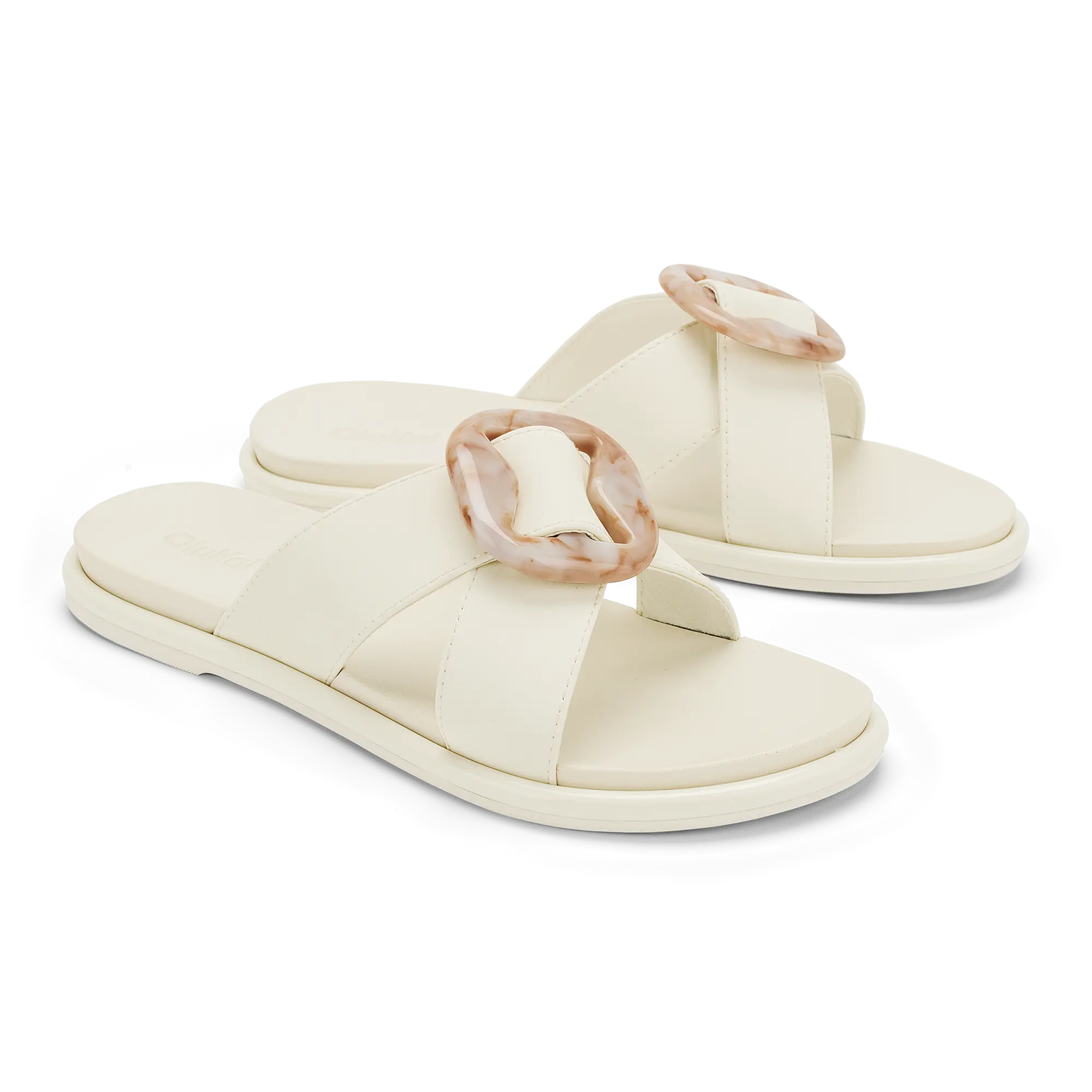 La'i Slide Women's Slide Beach Sandals - White Sand - Image 4
