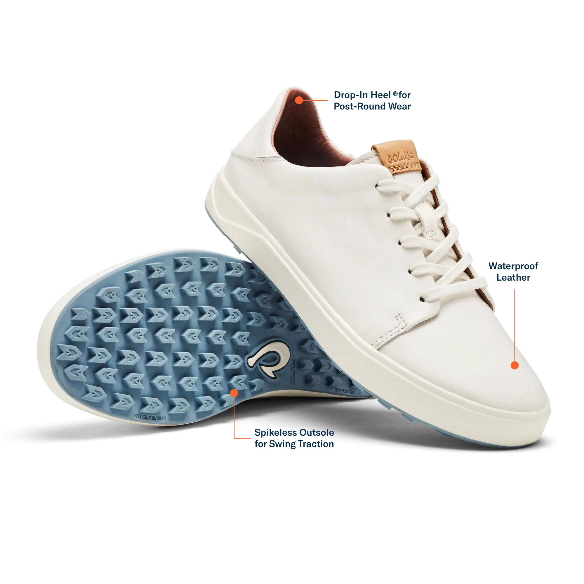 Wailea Women's Waterproof Leather Golf Shoes - White - Image 4