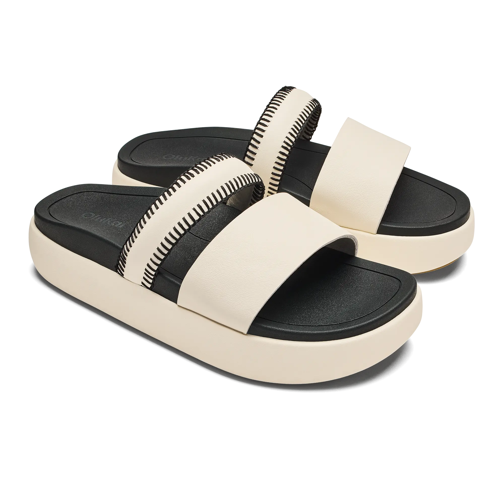Pae Women's Leather Platform Sandals - White Sand / Lava Rock - Image 4