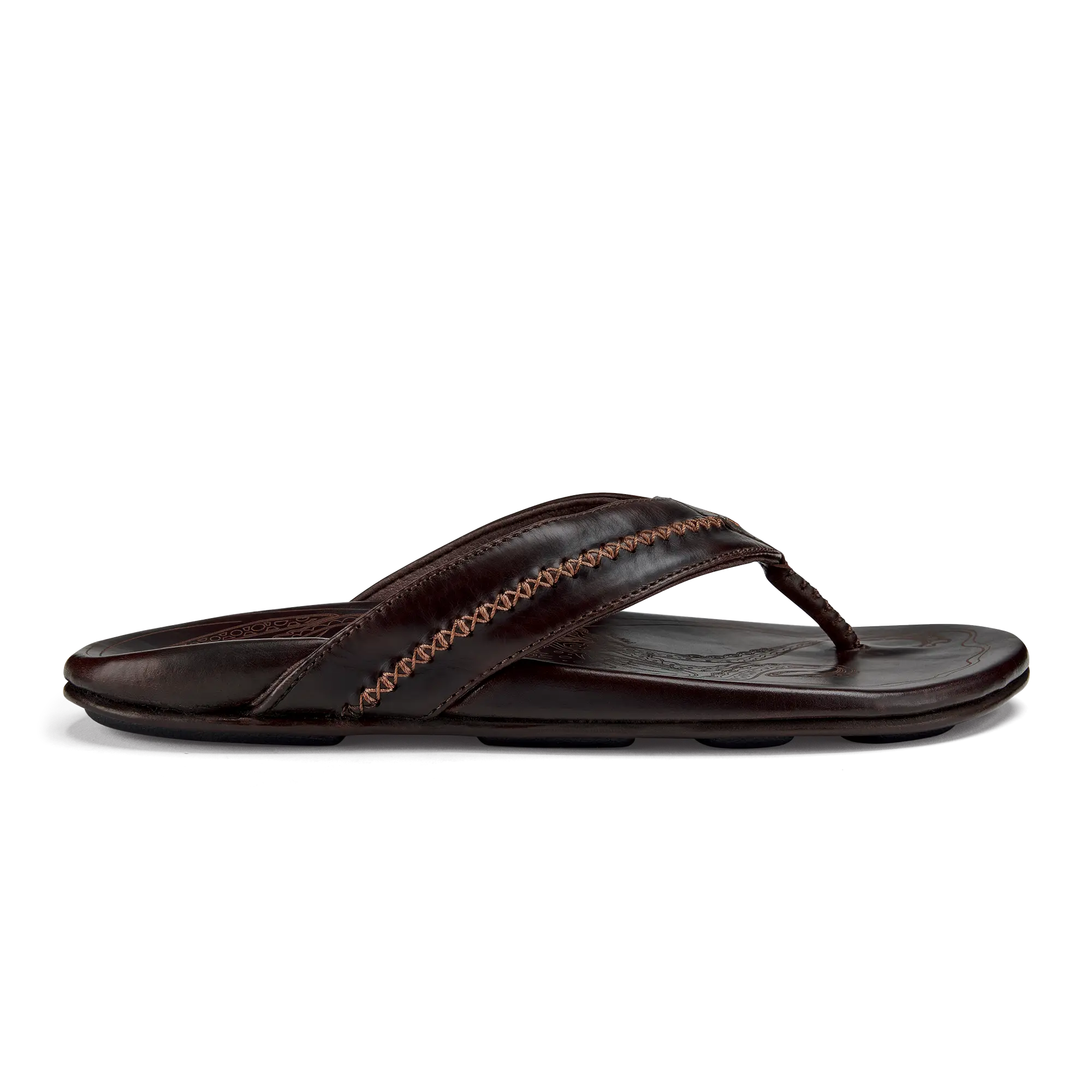Mea Ola Men's Leather Beach Sandals - Dark Java