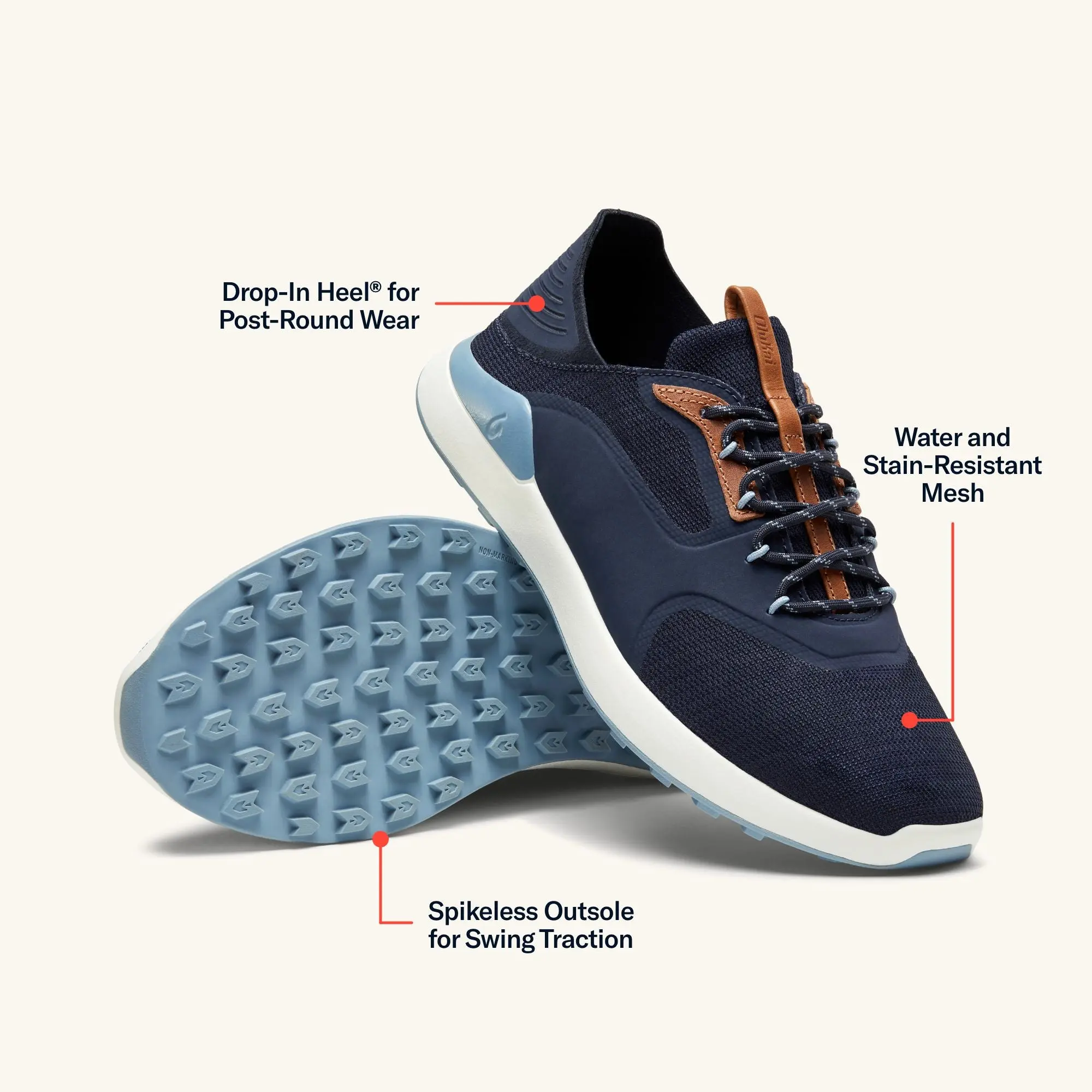OluKai K 'anapali Men's Golf Shoe - Trench Blue / Sea Ice - Image 3