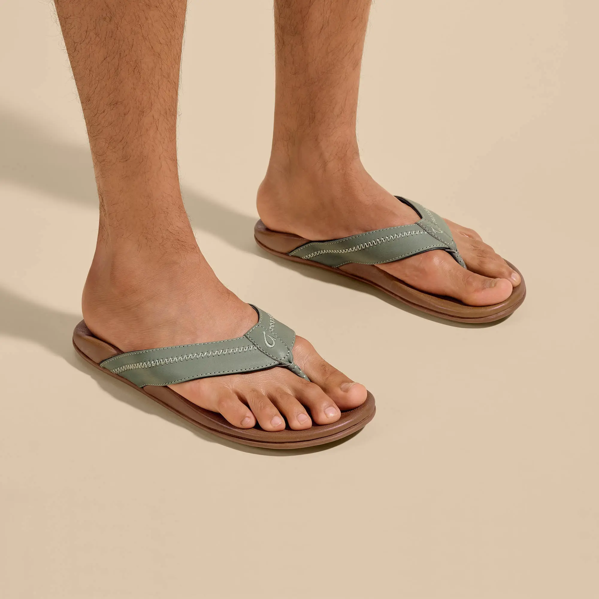 Hiapo - Odyssey Grey / Sahara Men's Leather Beach Sandals - Image 2