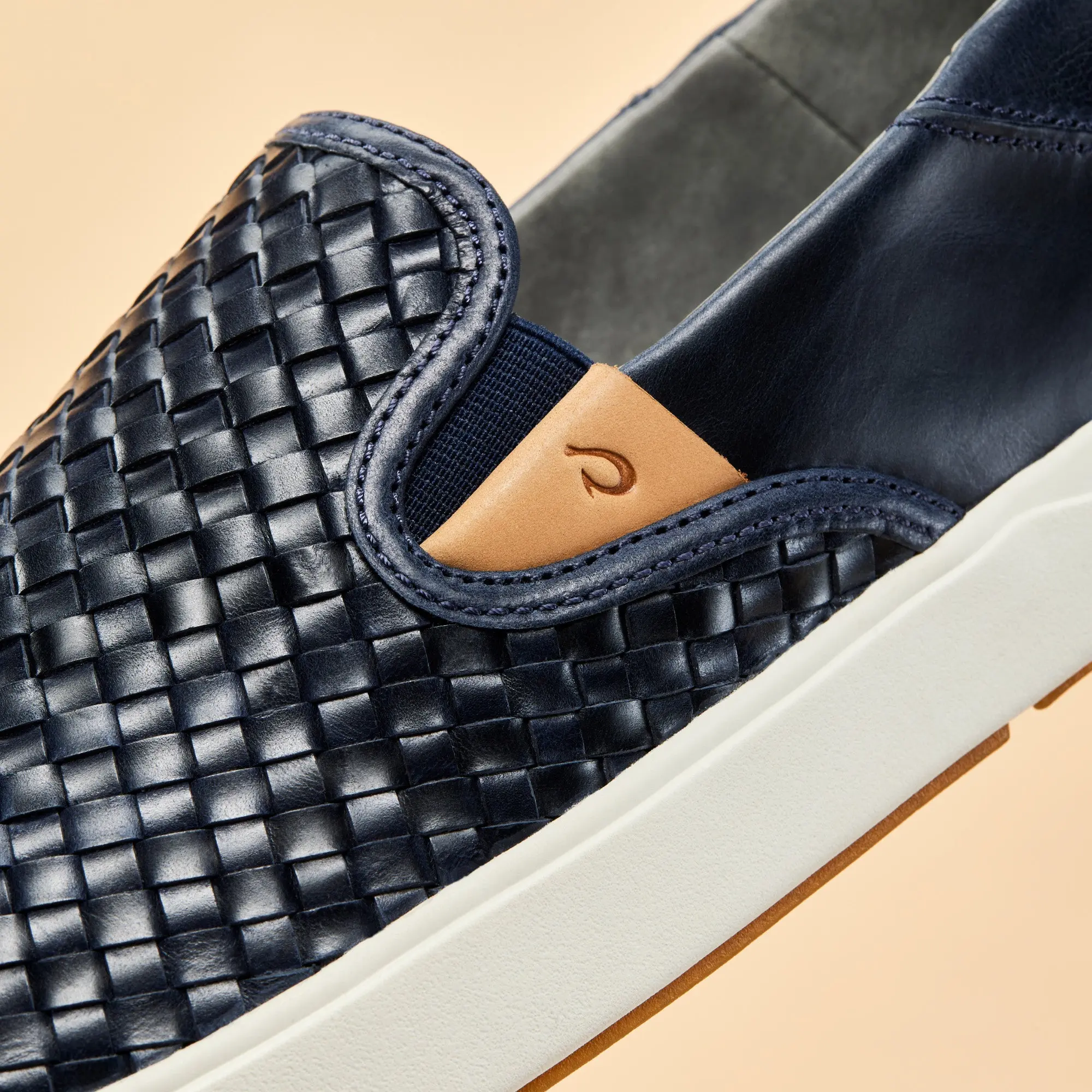 Lae'ahi Lauhala Men's Leather Slip-Ons - Trench Blue - Image 3