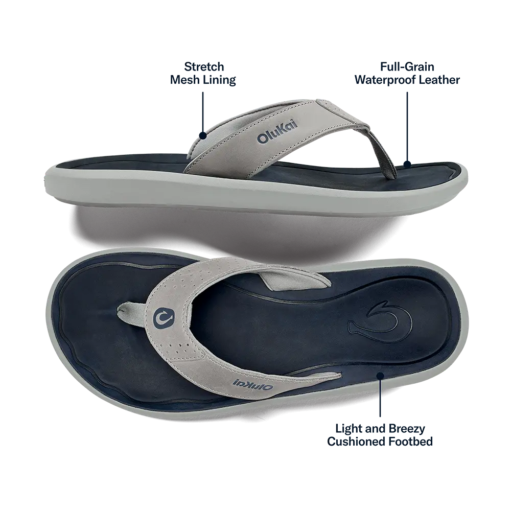 Pili Men's Waterproof Leather Sandals - Ash / Mood Indigo - Image 3