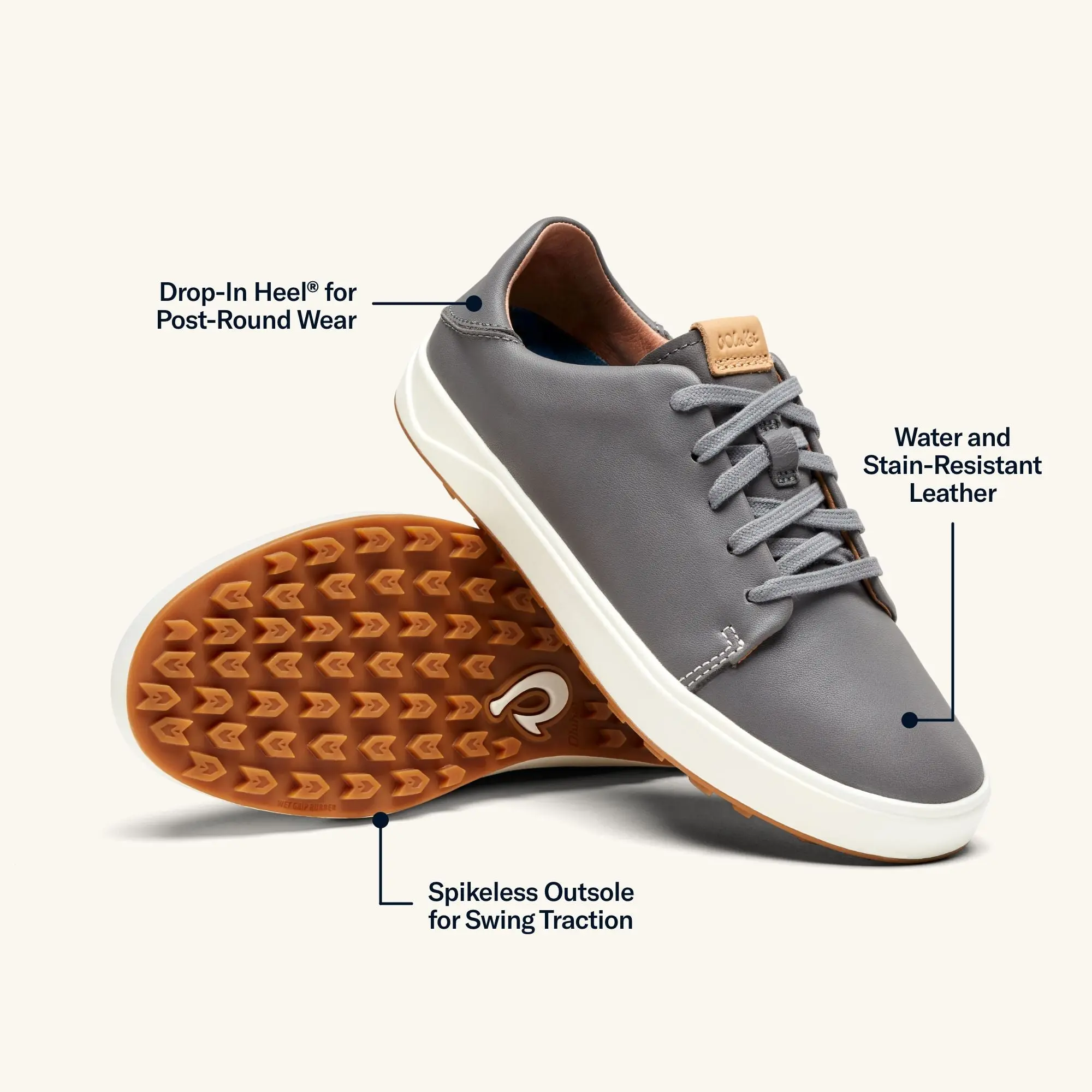Wailea Women's Waterproof Leather Golf Shoes - Stone - Image 3