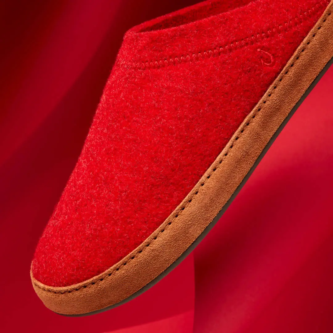 H mani Hulu Men's Wool Mule Slippers - Scarlet / Fox - Image 3