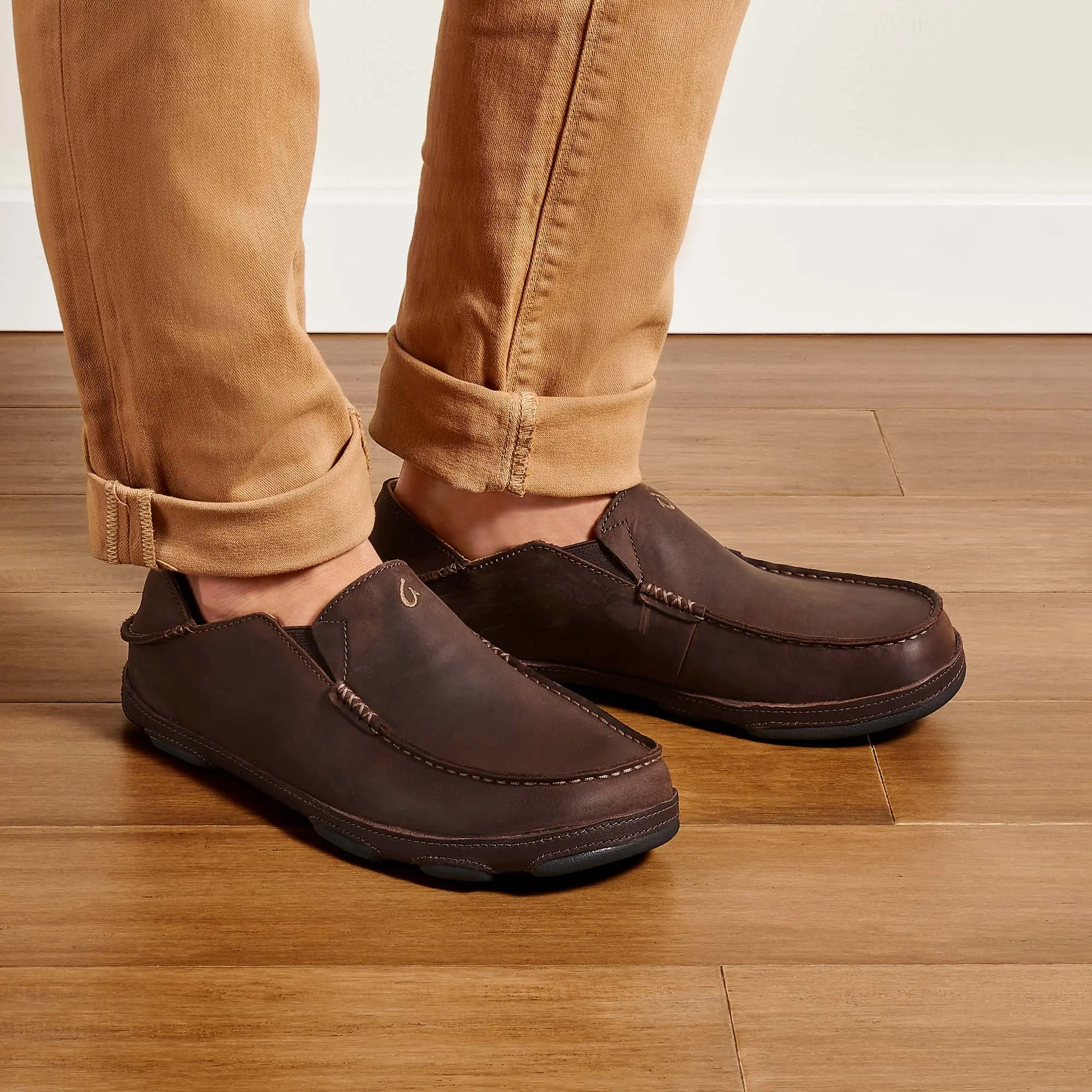 Molo Men's Leather Slip On Shoes - Dark Wood / Dark Java - Image 2