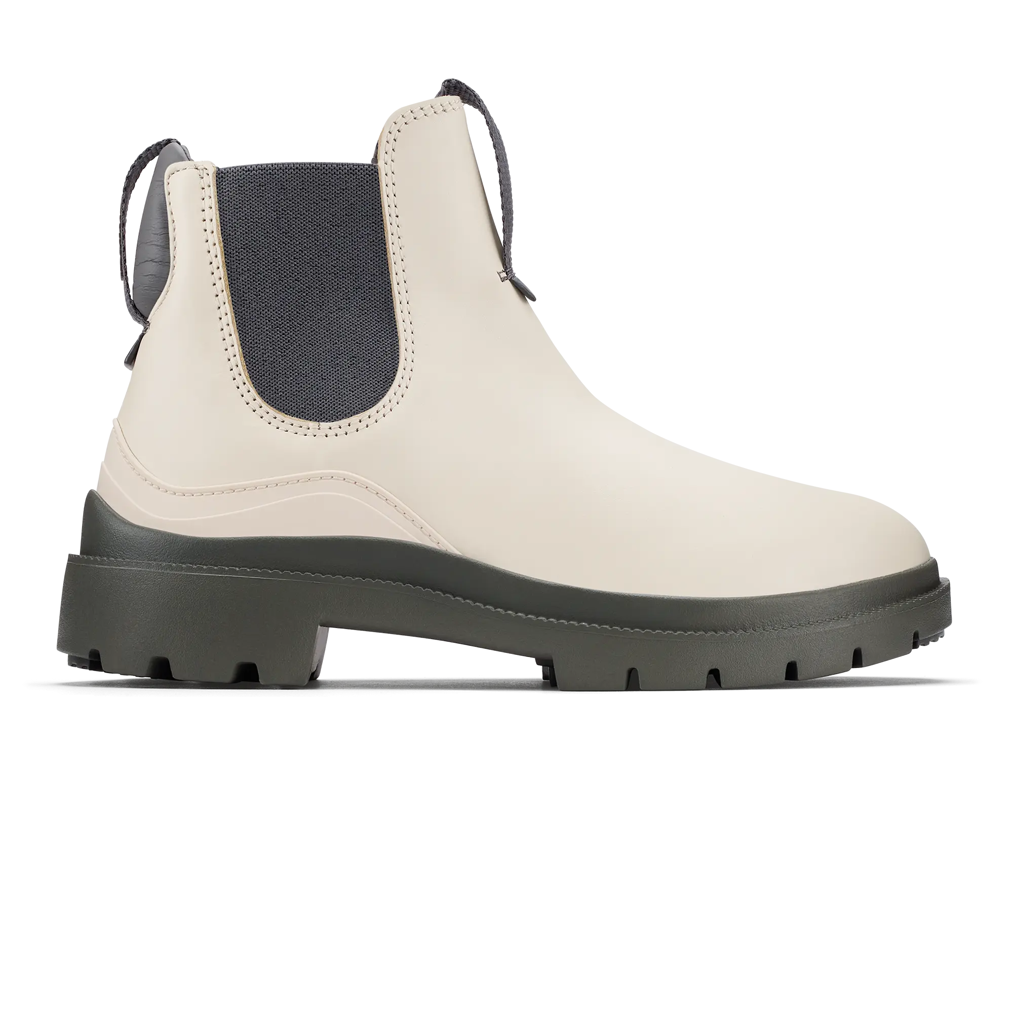 Hehi Women's Waterproof Leather Booties - White Sand / Steel