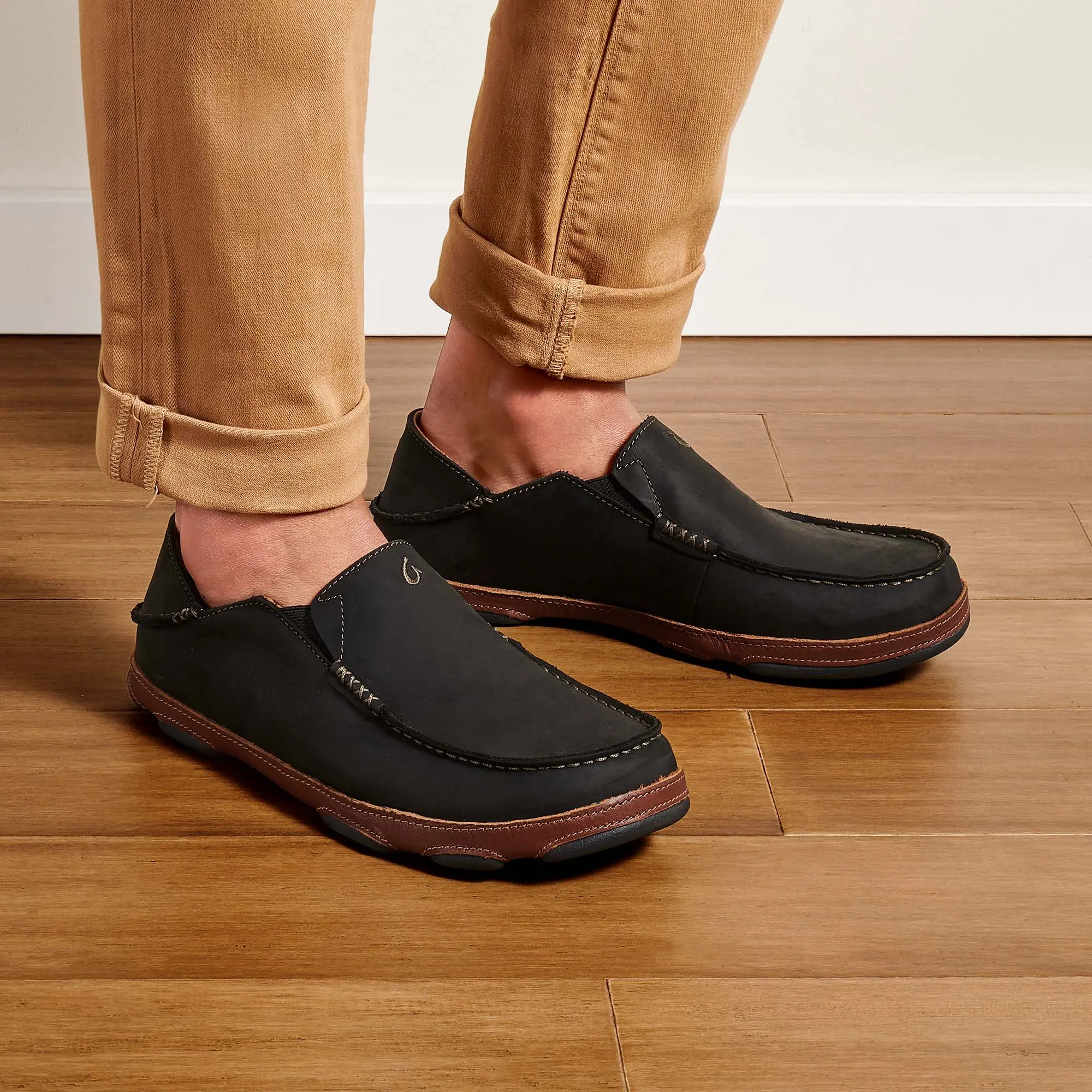 Molo Men's Leather Slip On Shoes - Black / Toffee - Image 2