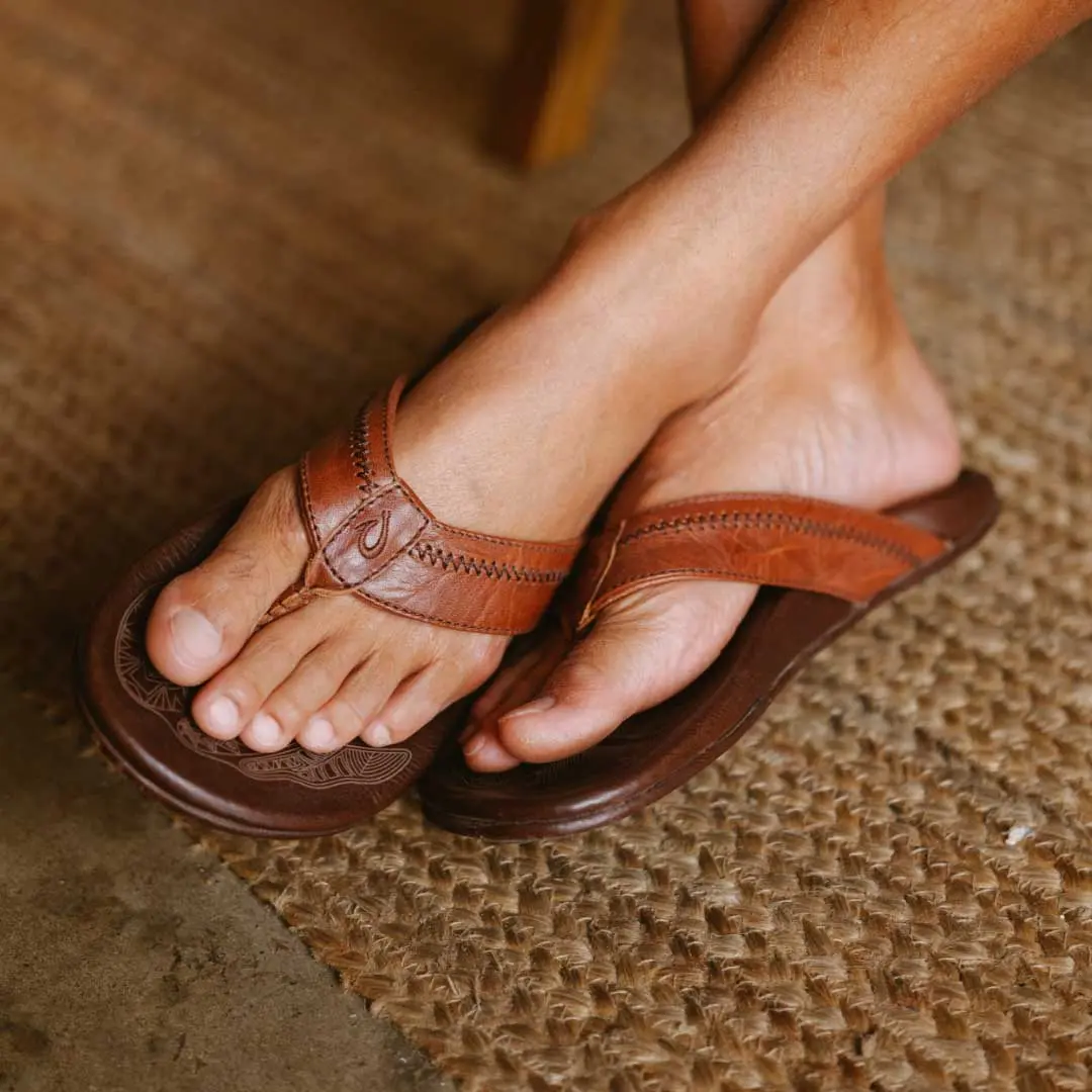 Hiapo - Rum / Dark Wood Men's Leather Beach Sandals - Image 4