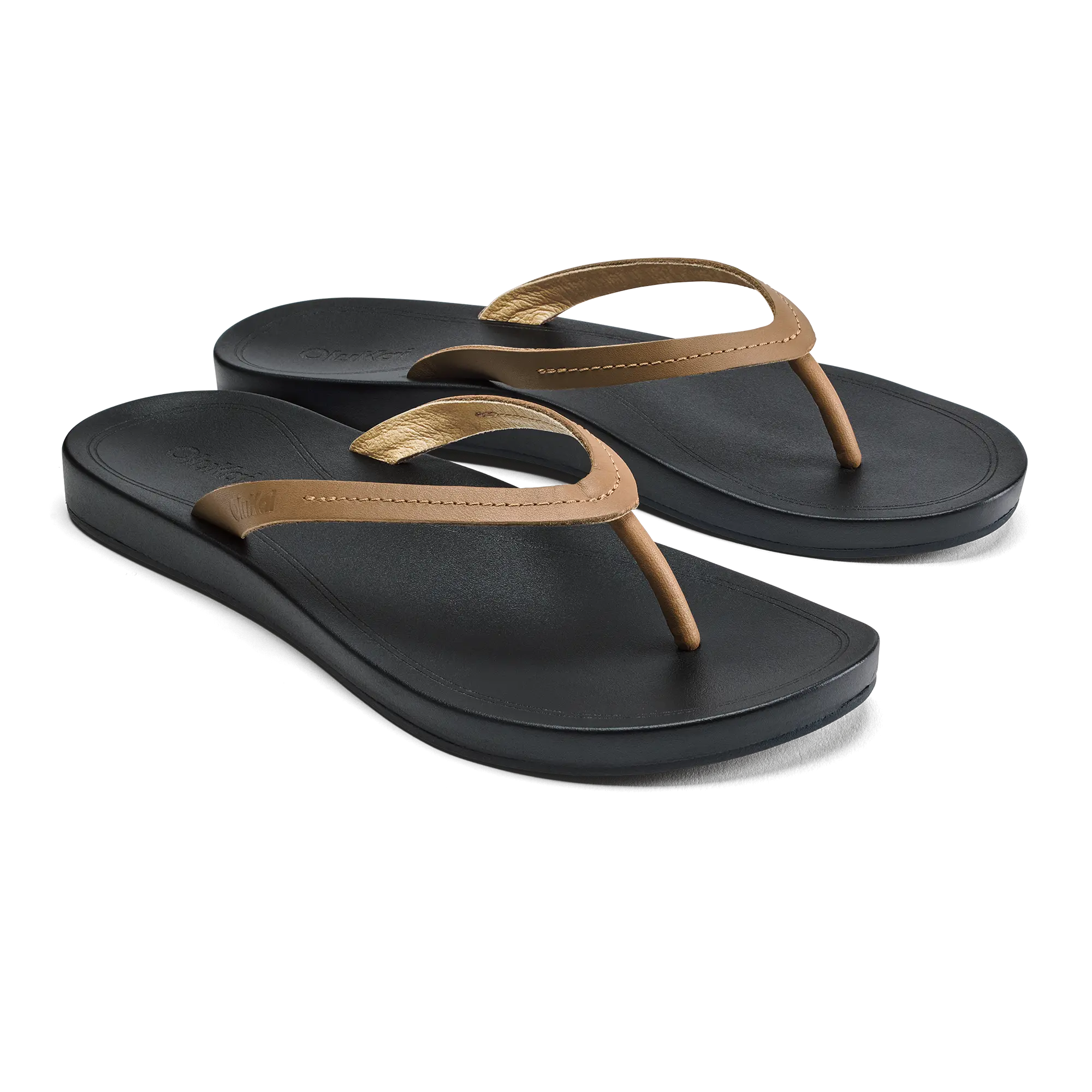 Lalahi Women's Leather Sandals - Tan / Lava Rock - Image 3