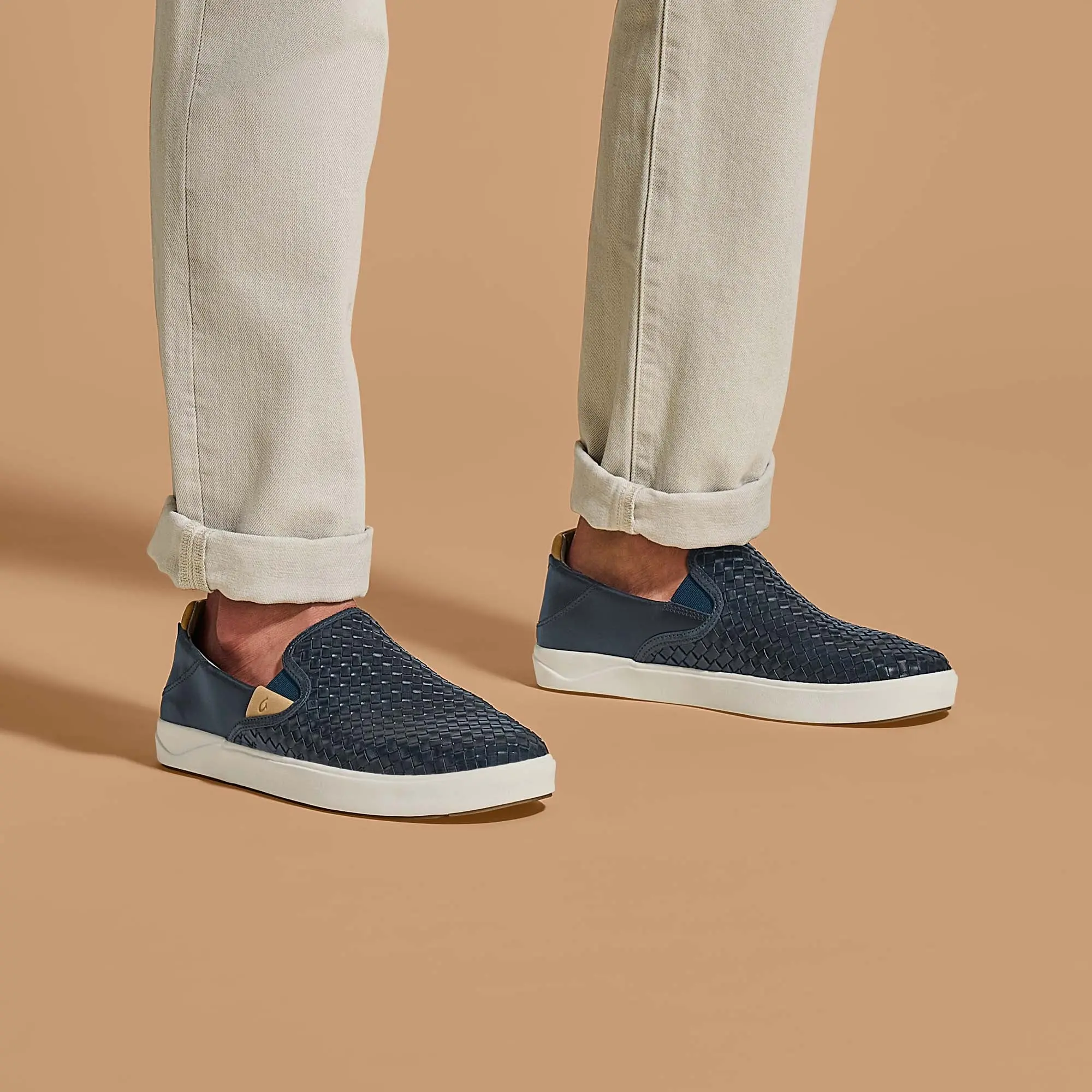 Lae'ahi Lauhala Men's Leather Slip-Ons - Trench Blue - Image 6