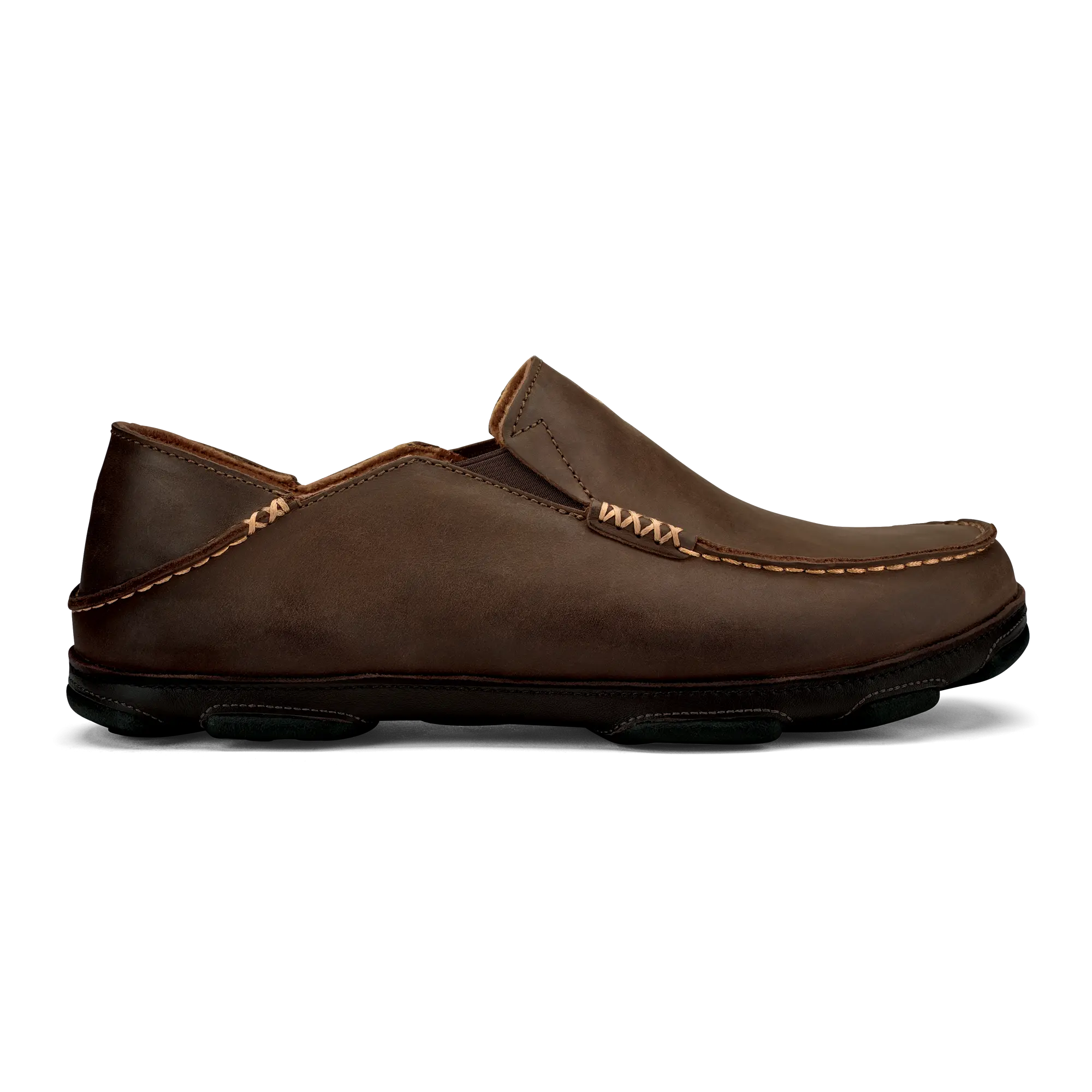 Molo   Men's Leather Slip On Shoes - Dark Wood / Dark Java
