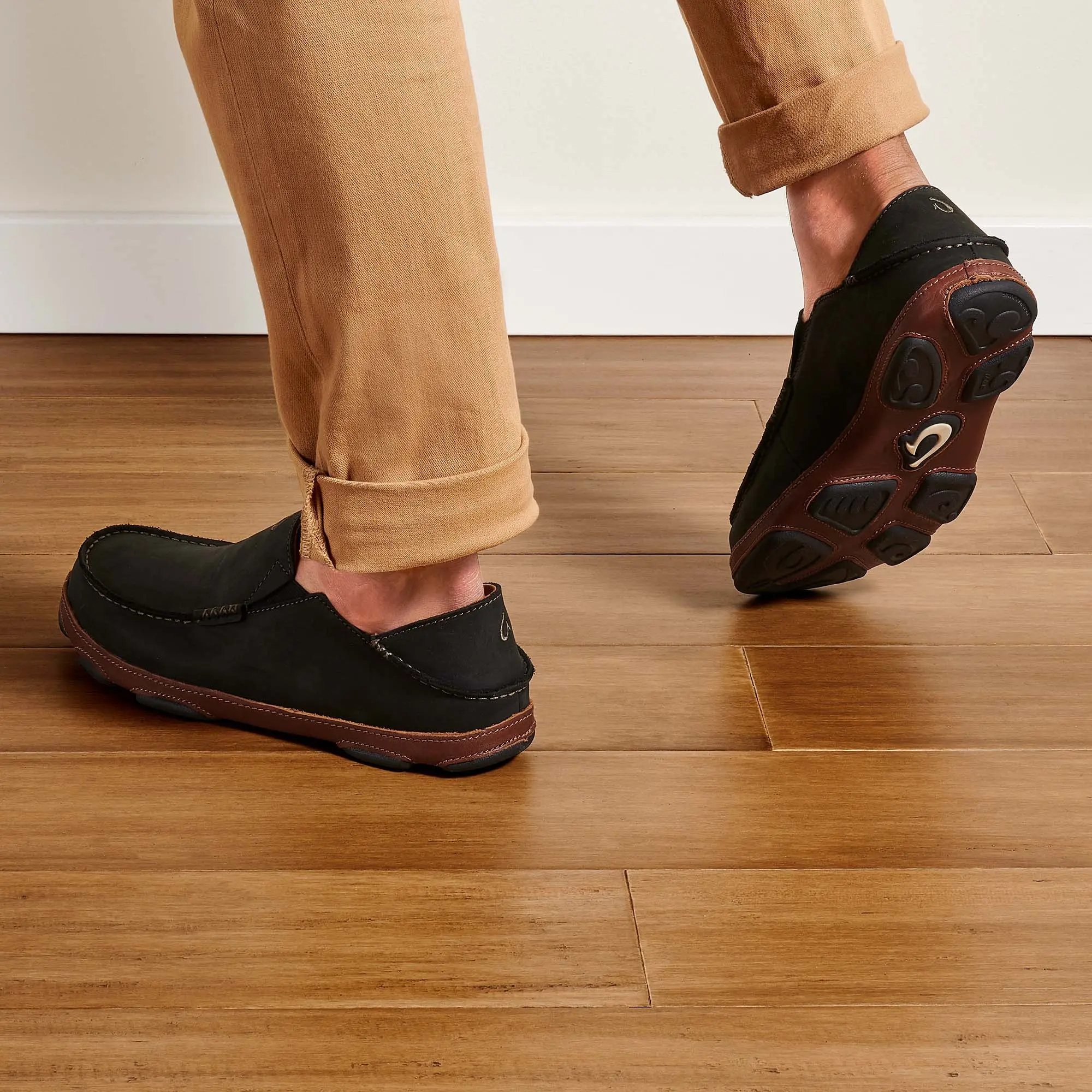 Molo Men's Leather Slip On Shoes - Black / Toffee - Image 4