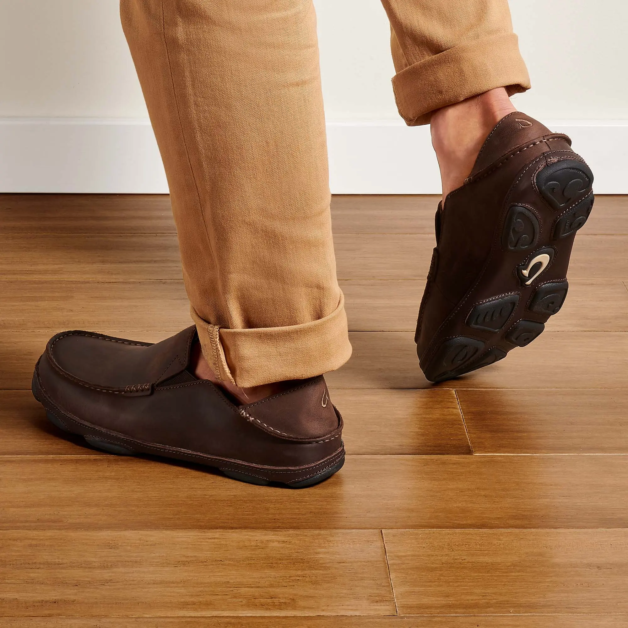 Molo Men's Leather Slip On Shoes - Dark Wood / Dark Java - Image 4
