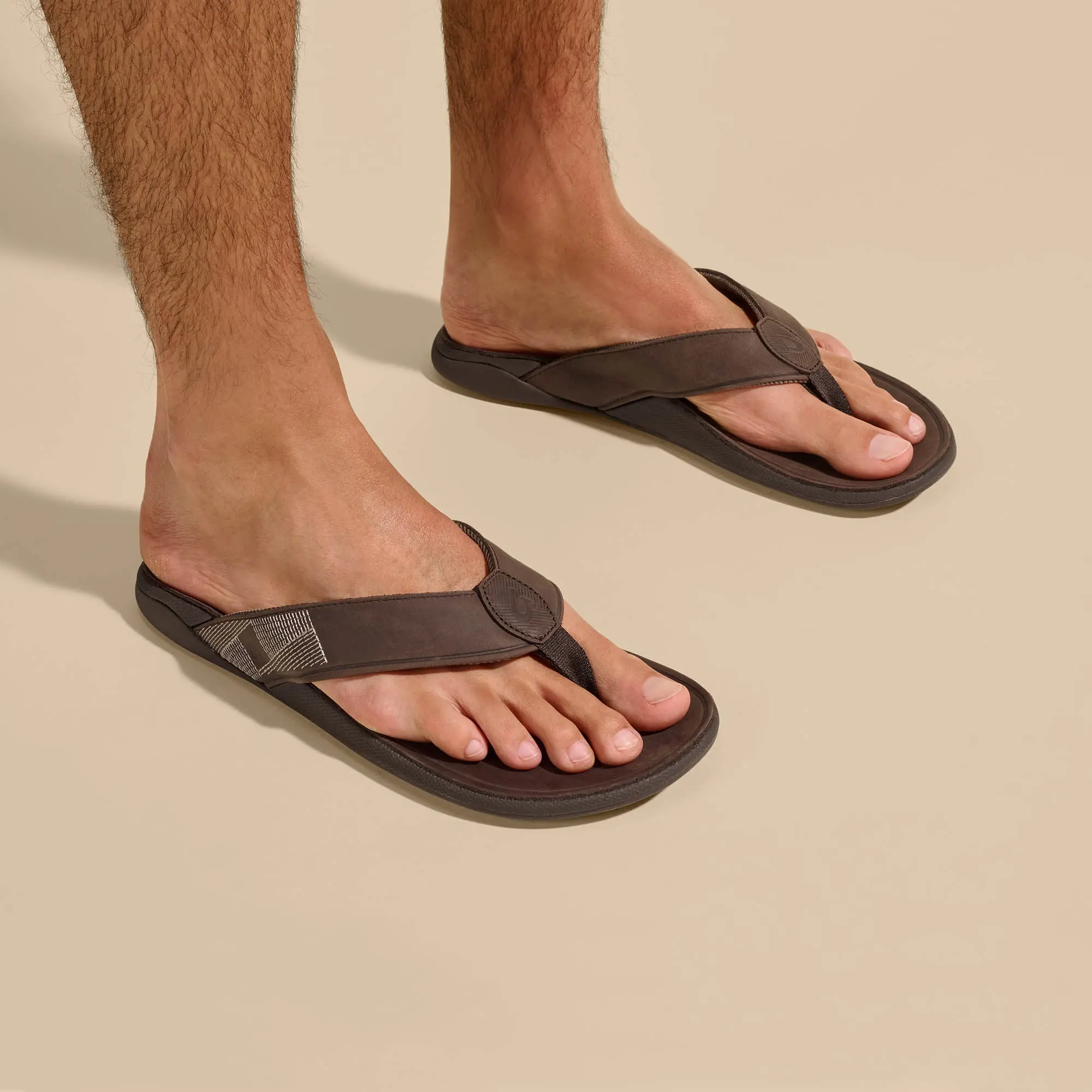 Tuahine Men's Waterproof Leather Beach Sandals - Dark Wood - Image 8