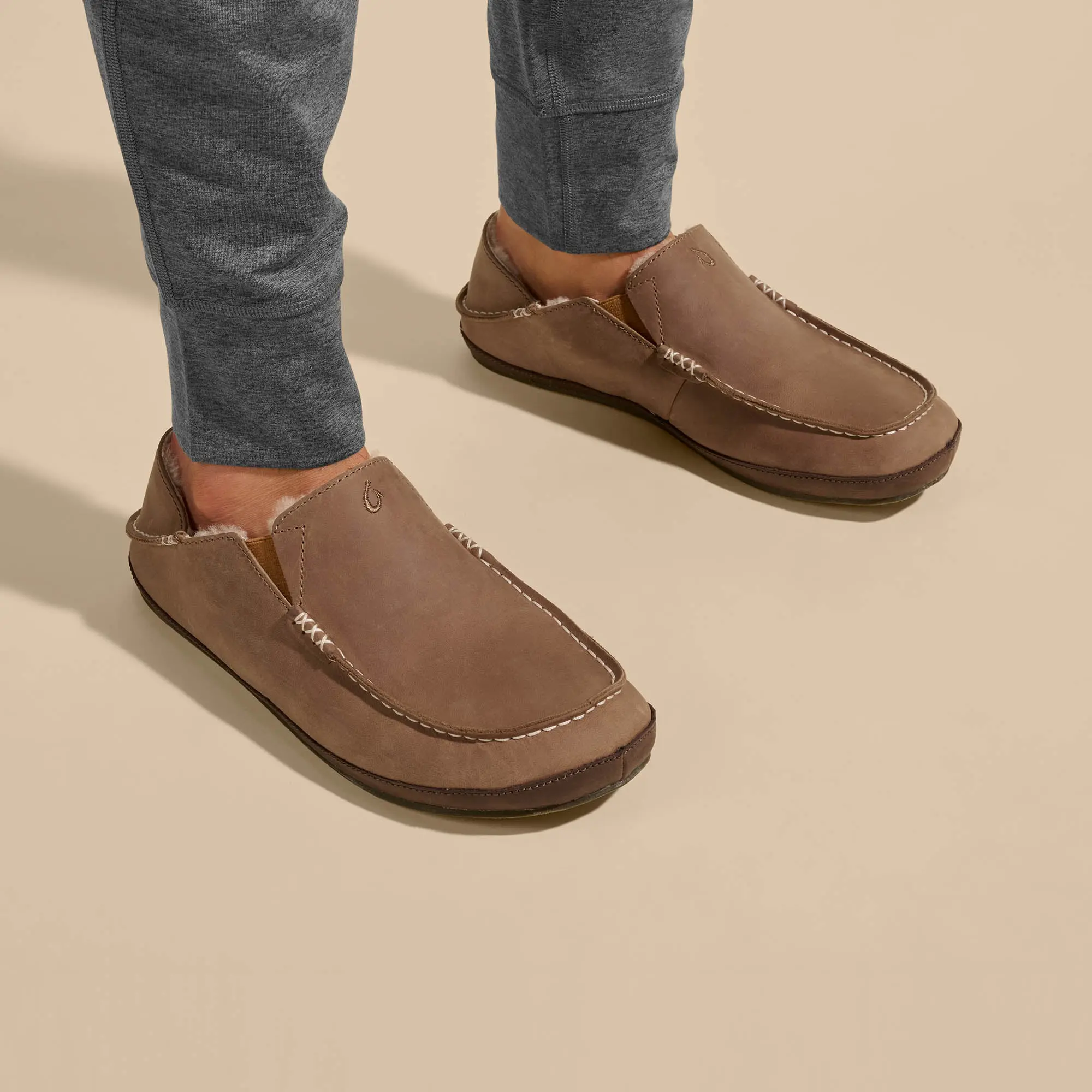 Molo Men's Leather Slippers - Toffee / Dark Wood - Image 2