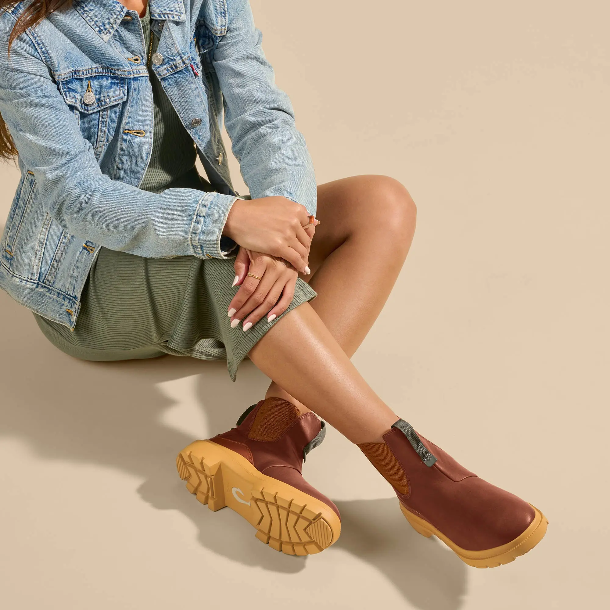 Hehi Women's Waterproof Leather Booties - Fox / Hunter - Image 6