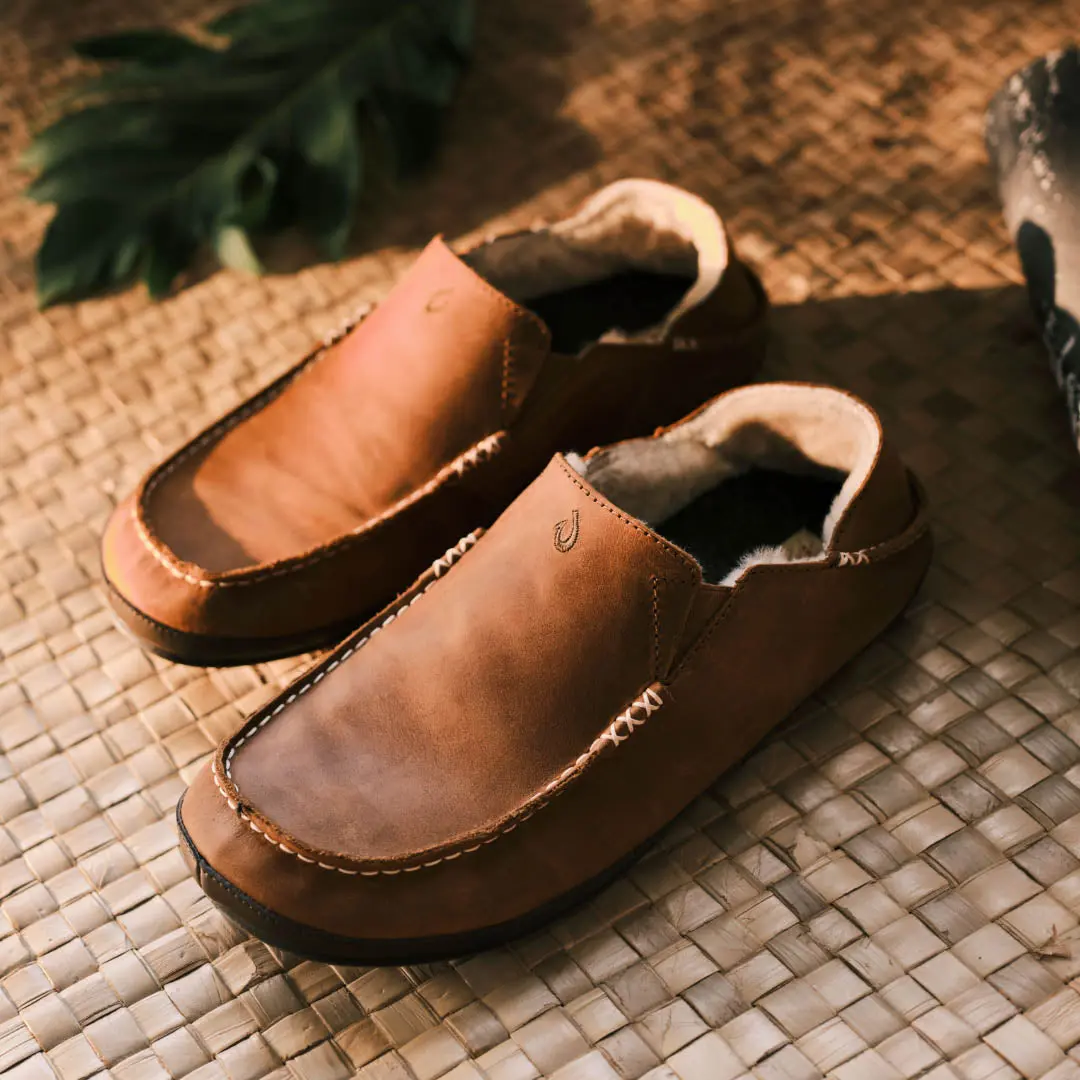 Molo Men's Leather Slippers - Toffee / Dark Wood - Image 6