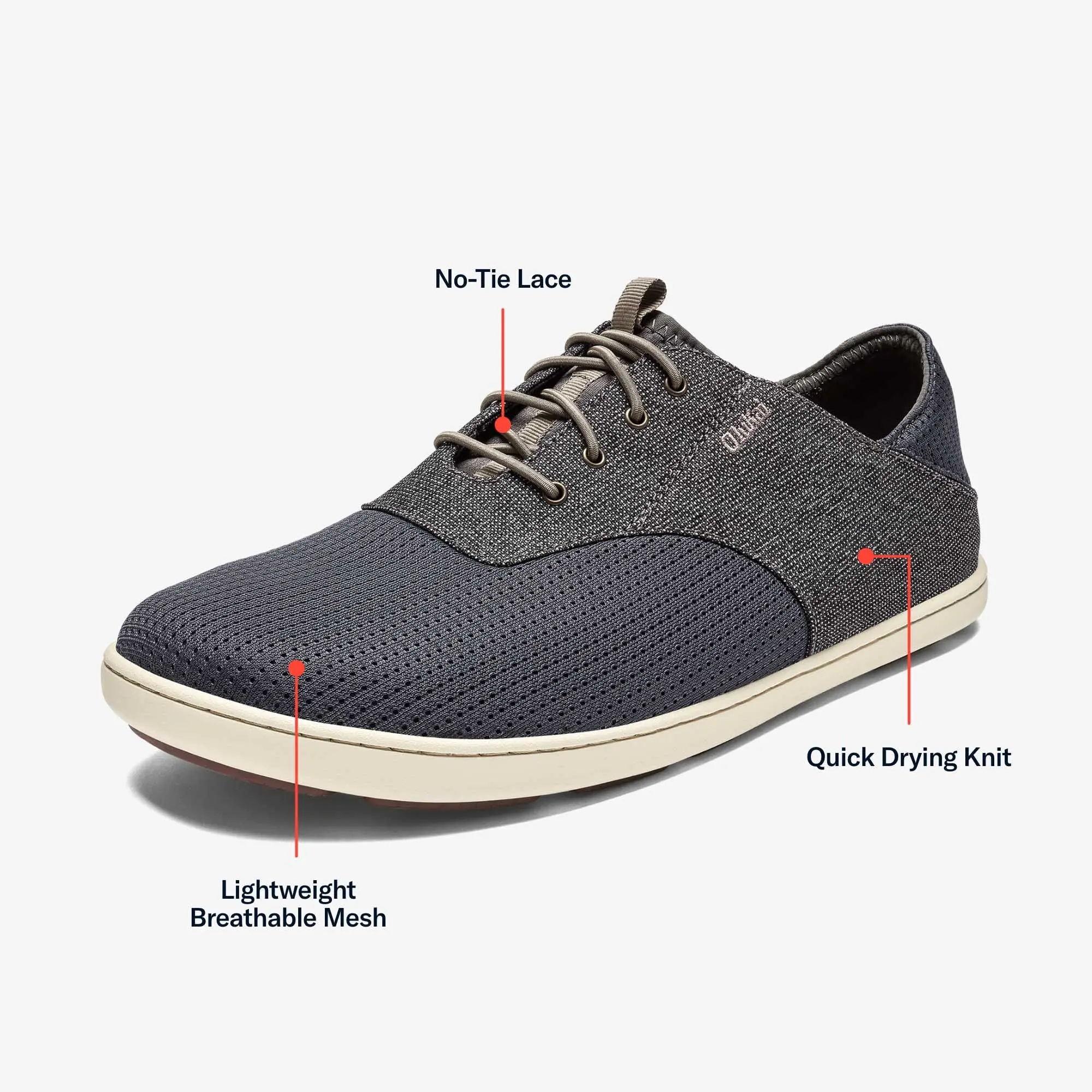 Nohea Moku Men's Boat Shoes - Charcoal / Clay - Image 4