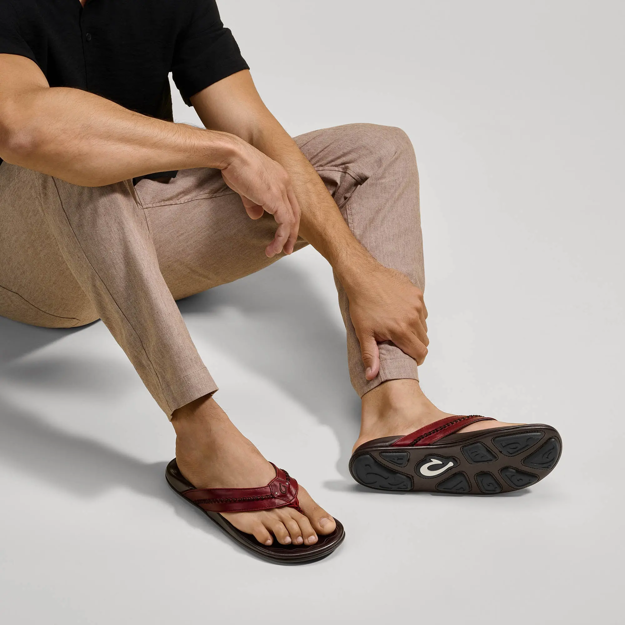 Mea Ola Men's Leather Beach Sandals - Terra / Dark Wood - Image 5