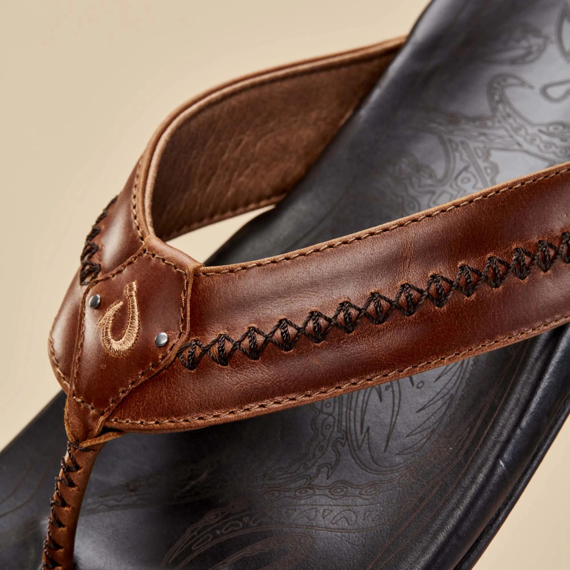 Mea Ola Men's Leather Sandals - Tan / Dark Java - Image 3