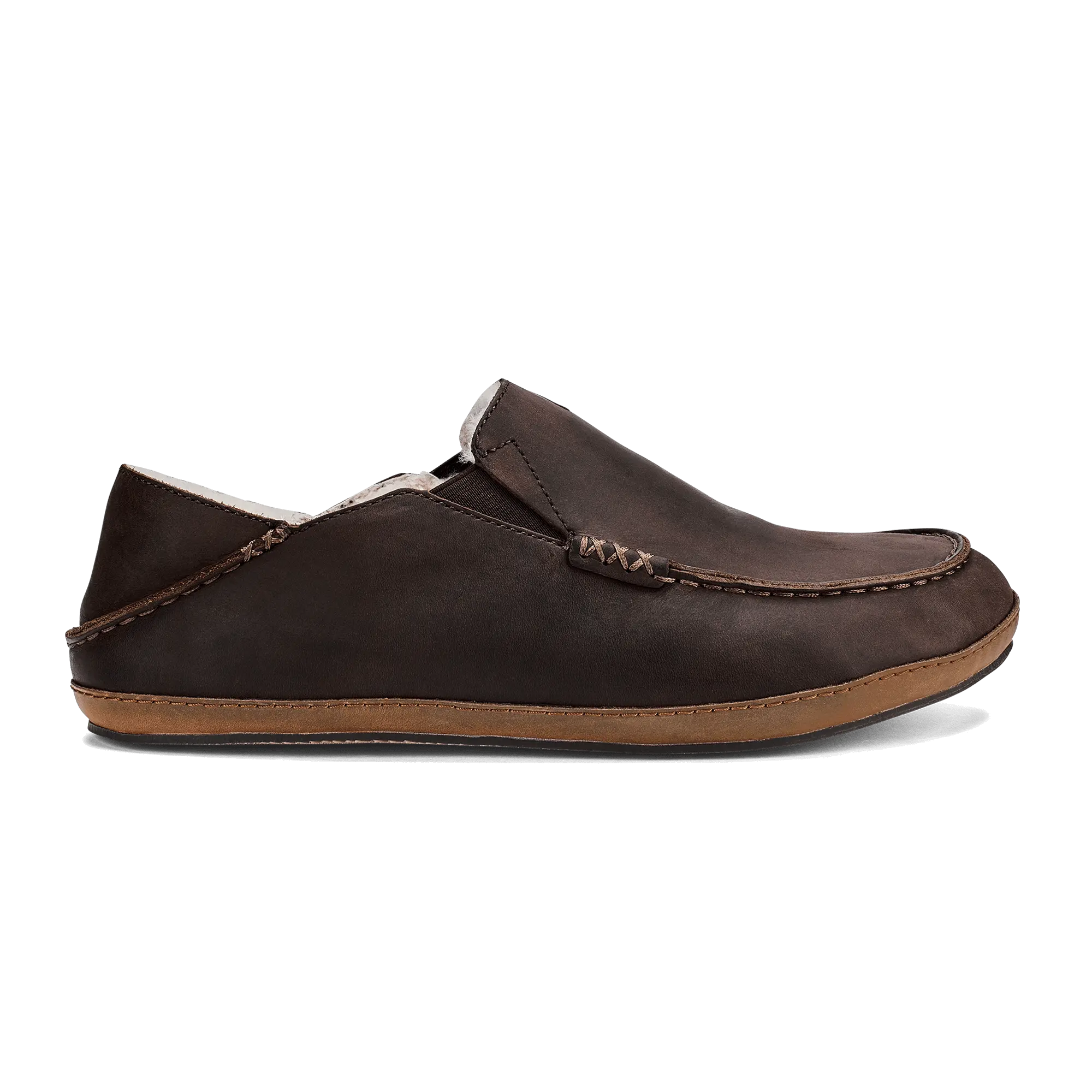 Molo   Men's Nubuck Leather Slippers - Dark Wood