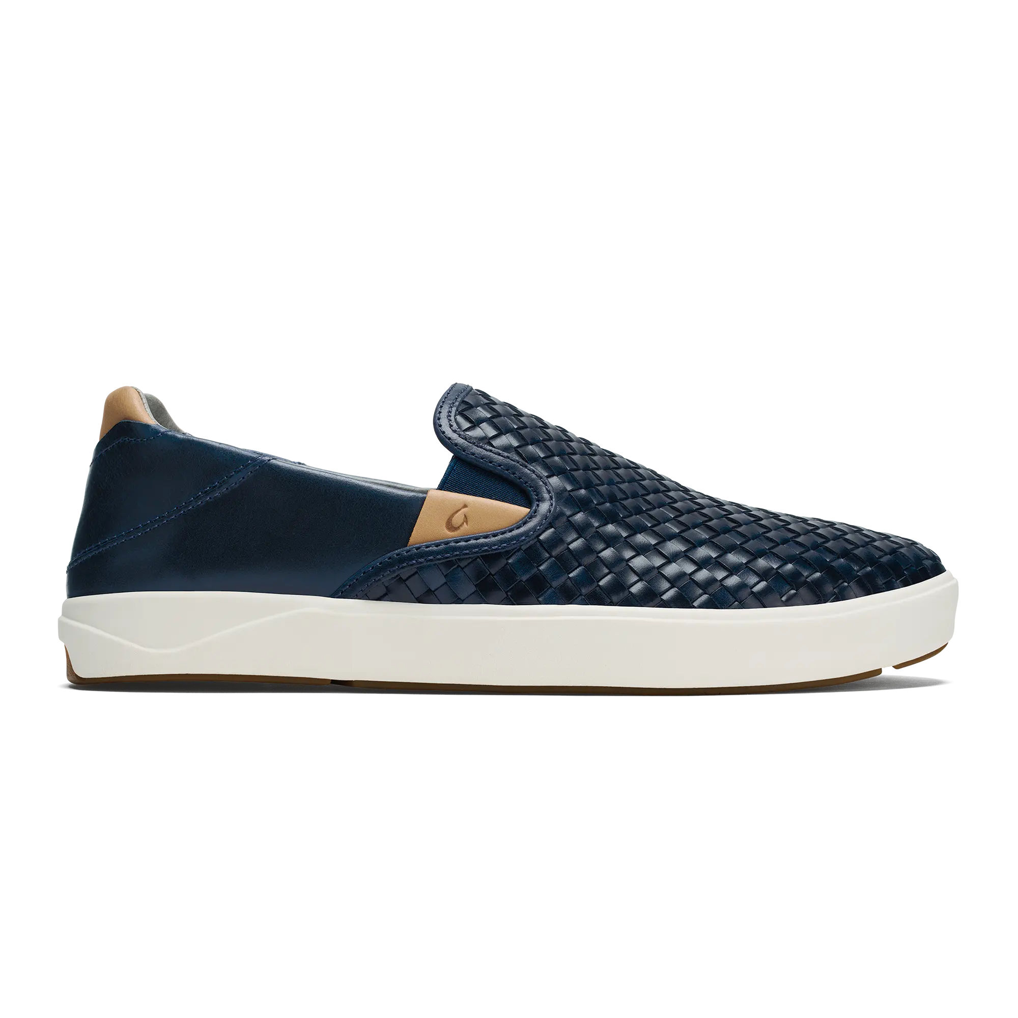 Lae'ahi Lauhala Men's Leather Slip-Ons - Trench Blue