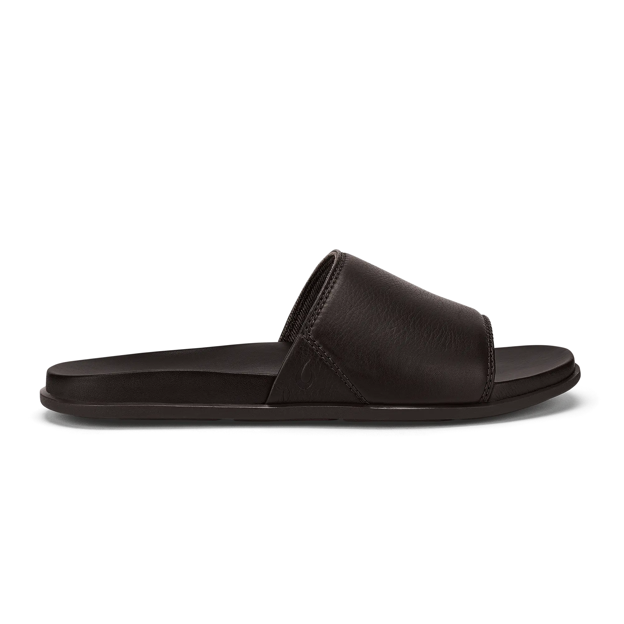 '  lali Slide Leather Beach Sandals - Dark Java