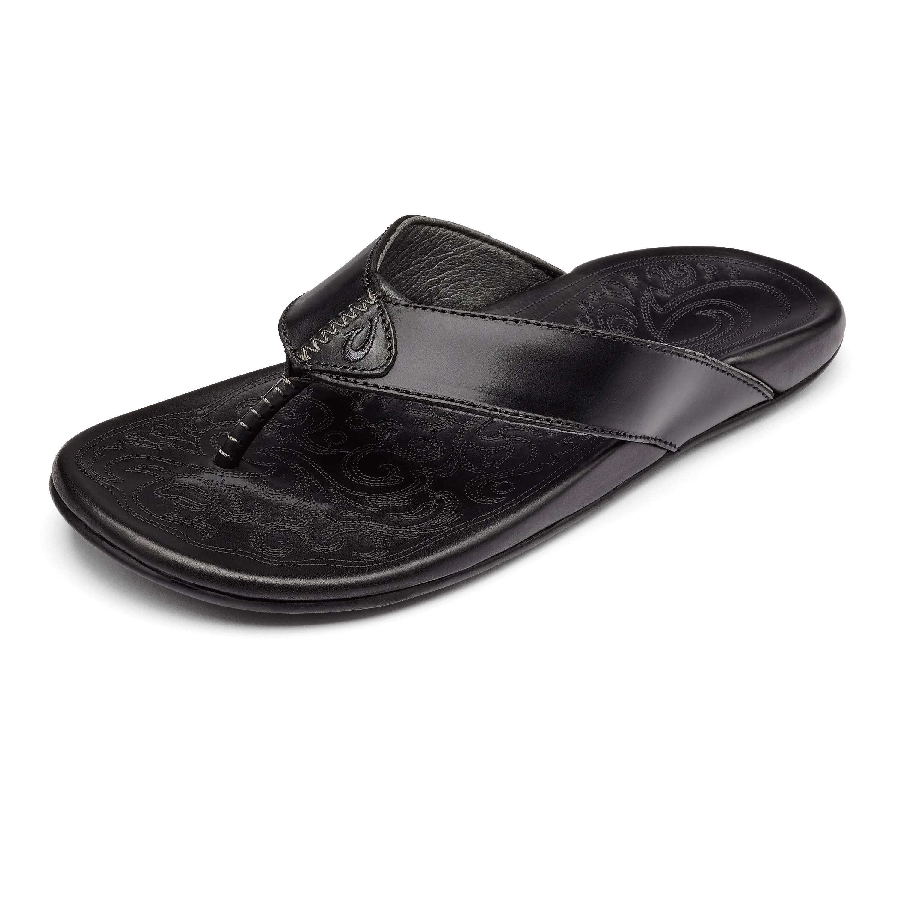 Mekila Men's Full-Grain Leather Beach Sandals - Black - Image 6